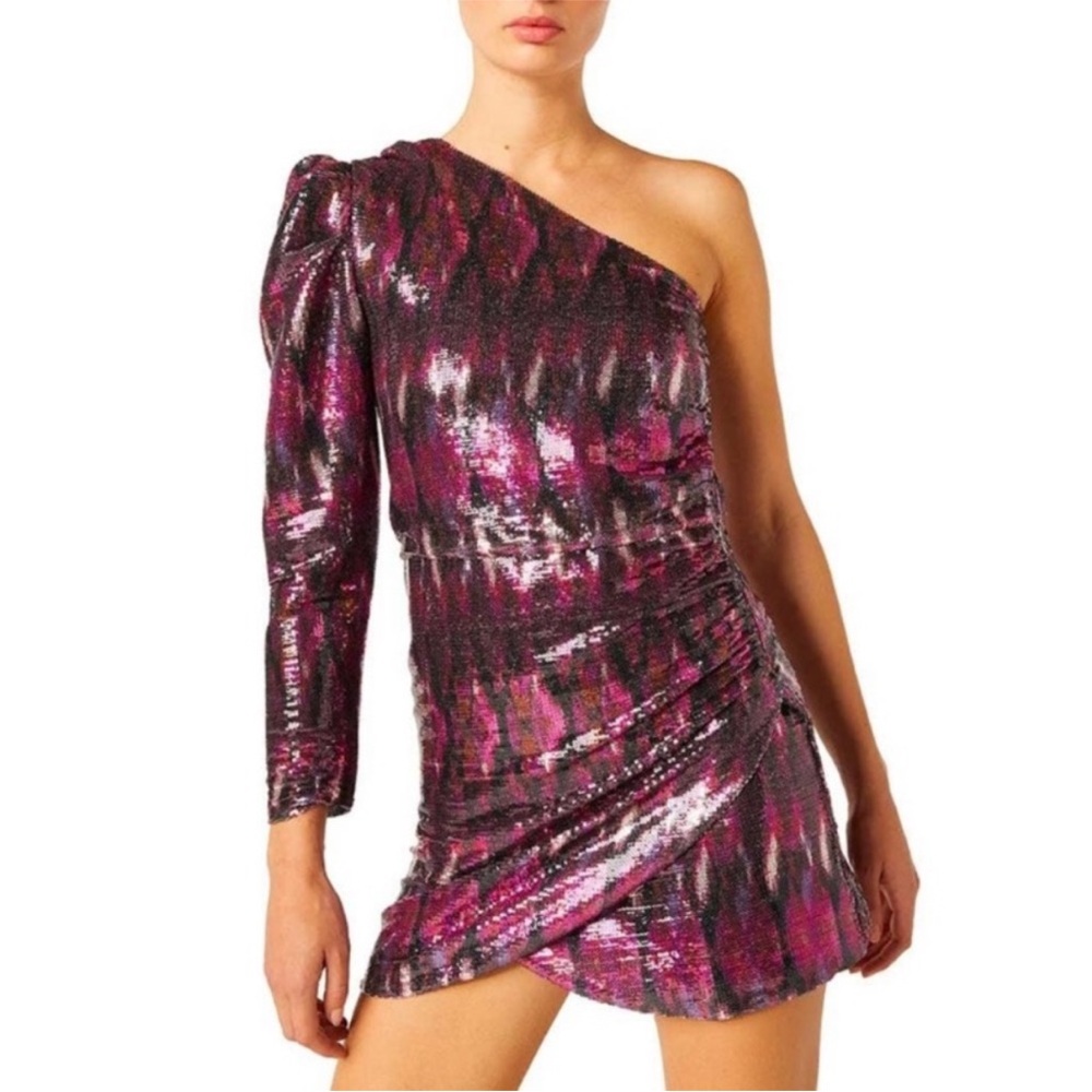 Misa Los Angeles One-Shoulder Sequins Dress
